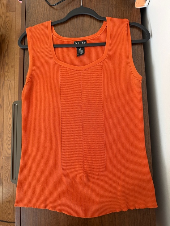 Rafaella Tops - RAFAELLA Vintage Orange Ribbed Knit Tank Top